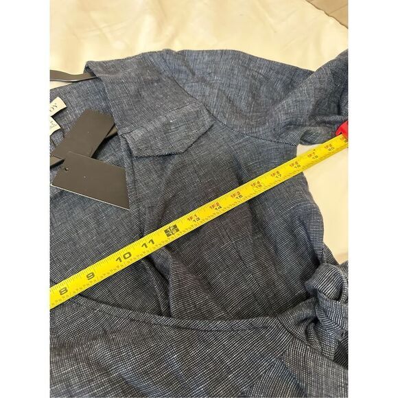NWT Shona Joy Navy Woven Linen Wrap Dress, MiniLength Size 6 - Picture 8 of 15